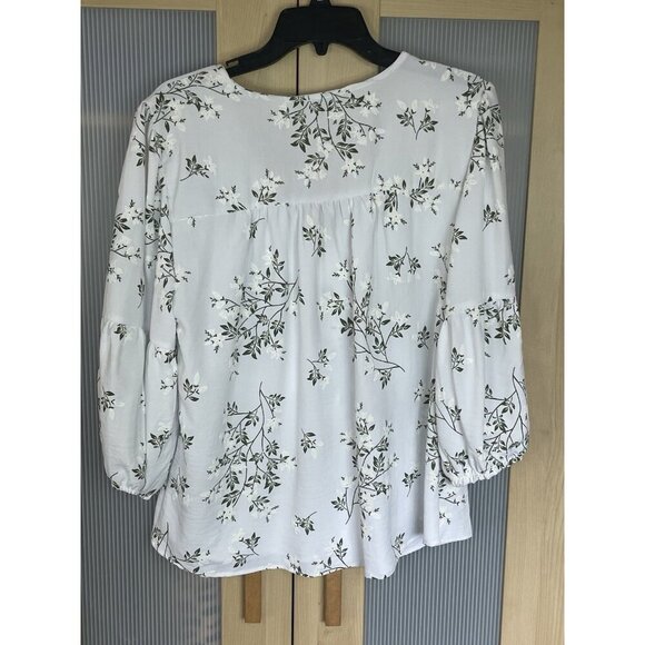 Adrienne Vittadini Women's Blouse Floral White Large Career Casual Party Cottage - Picture 6 of 6